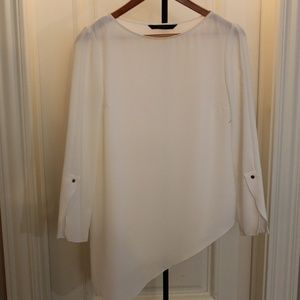 White Zara Asymmetrical Formal Blouse